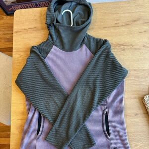 Melanzana Micro-grid Hoodie - Grey and Lavender, Women’s Medium